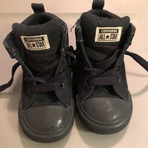 Mid top Converse all black shoes toddler